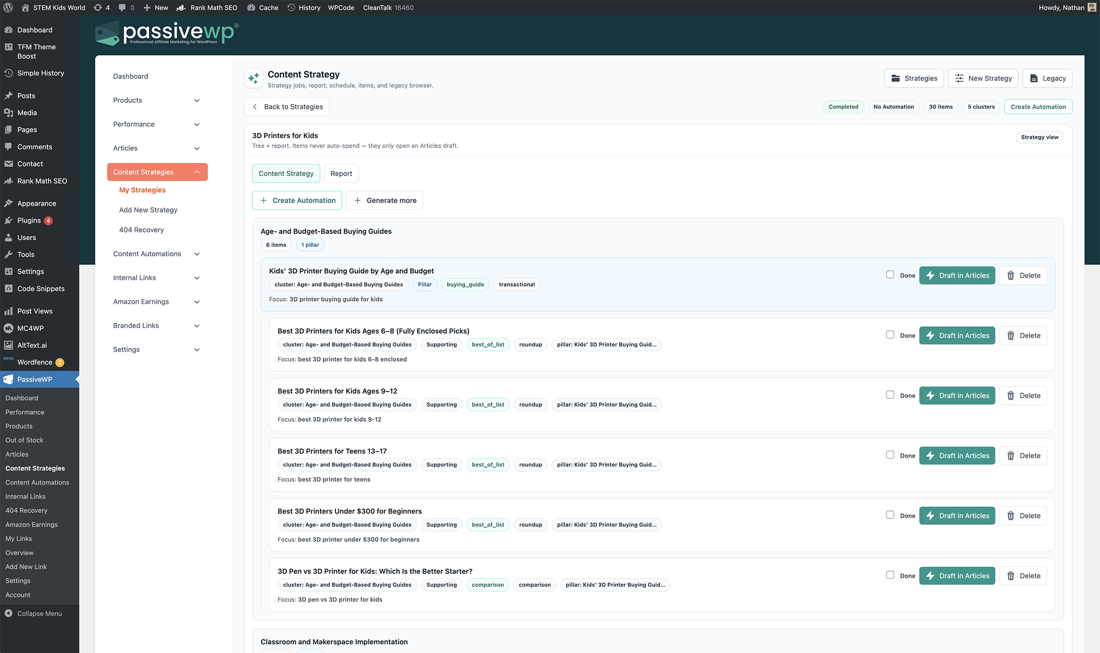 PassiveWP content strategy workflow