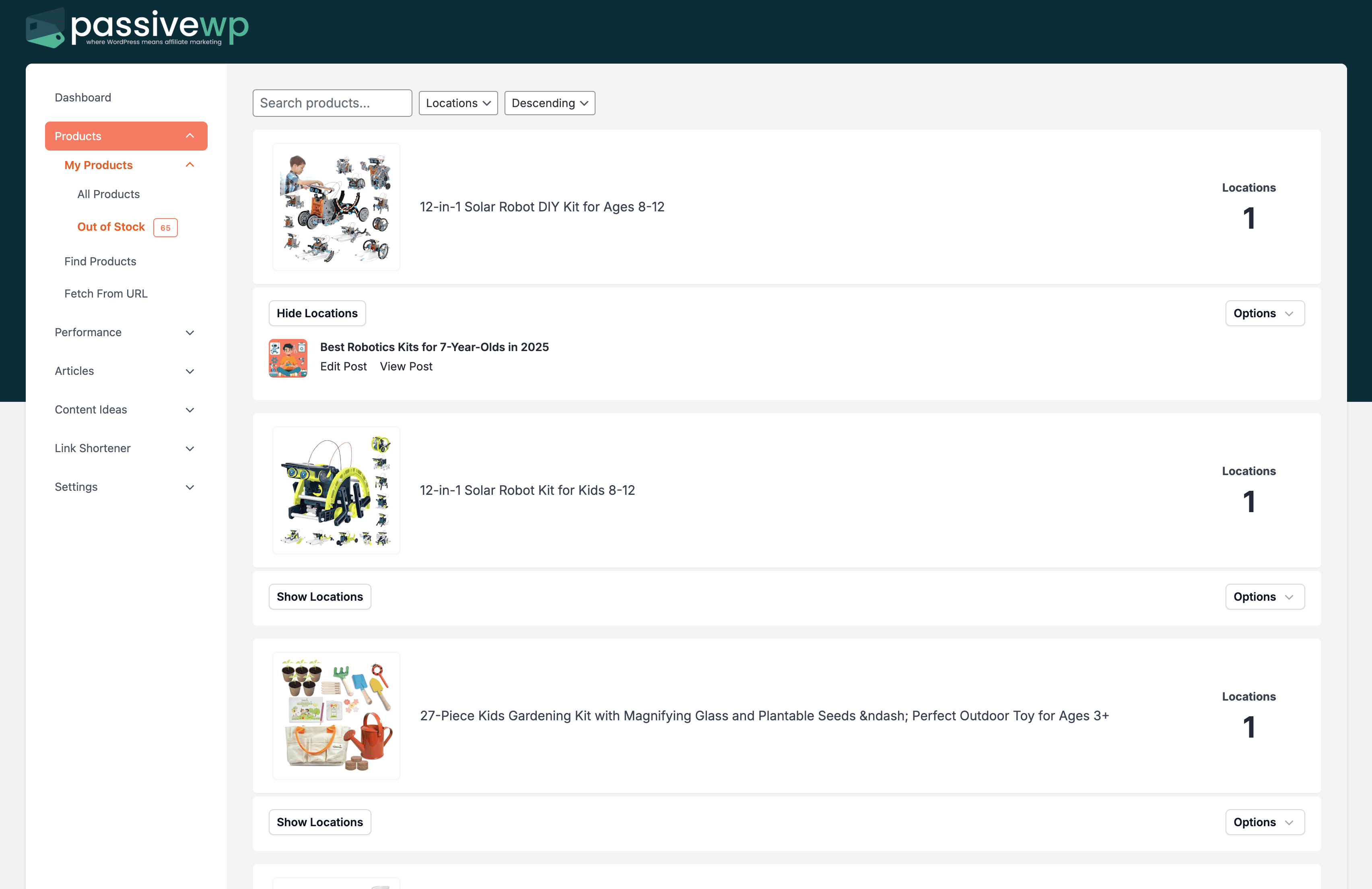 PassiveWP out-of-stock monitoring for affiliate pages